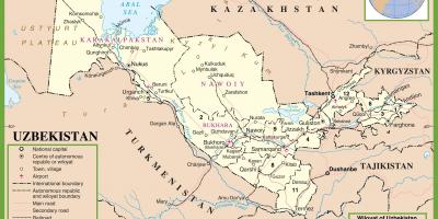 Карта на Узбекистан политички 
